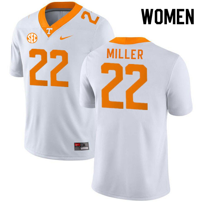 Women #22 Cameron Miller Tennessee Volunteers College Football Jerseys Stitched Sale-White